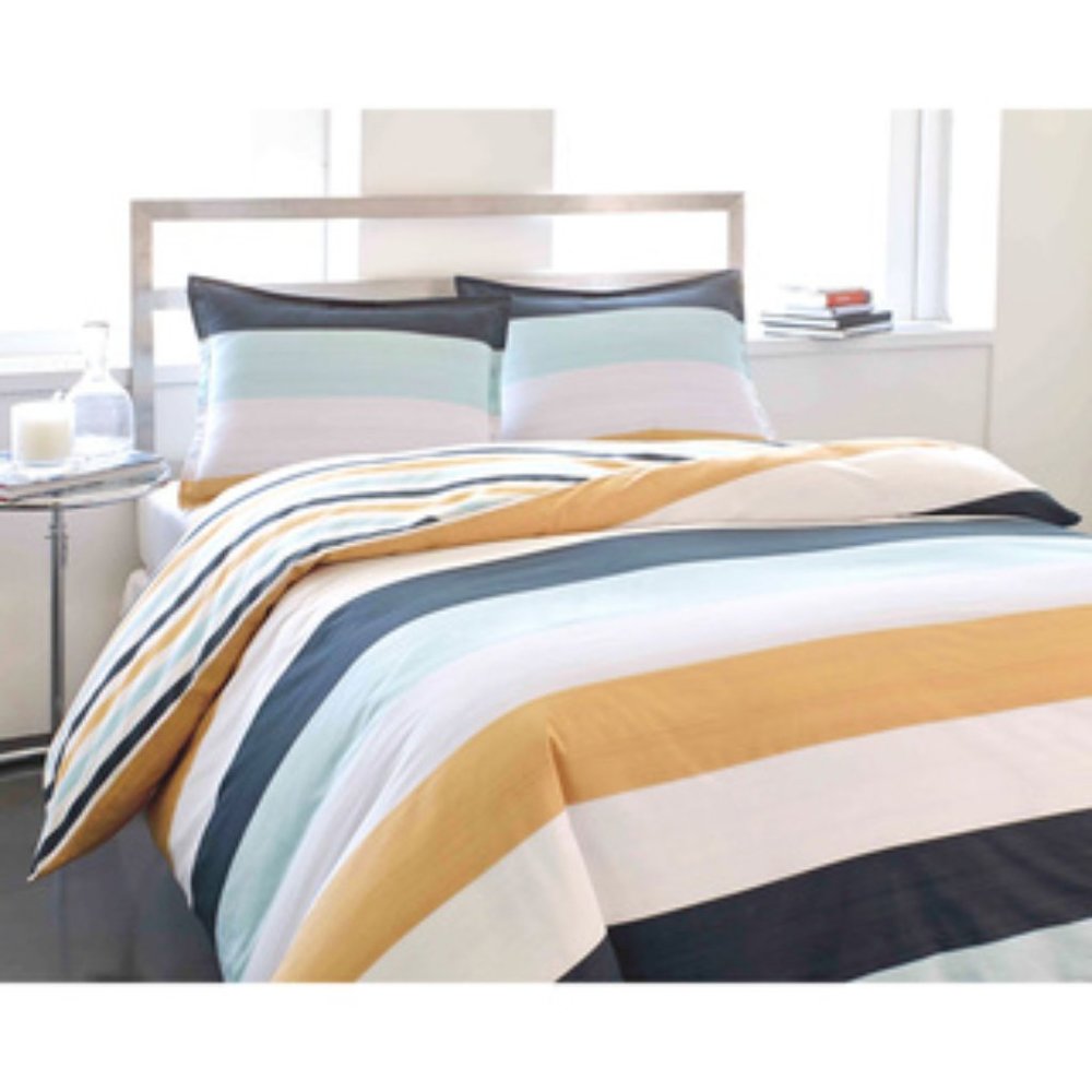 City Scene Sandbar Stripe Queen 3 piece bedding set
